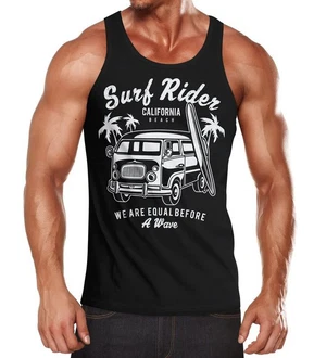 Neverless Tanktop Herren Tank Top T-Shirt Bus Surfing Retro Schwarz