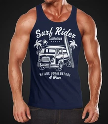 Neverless Tanktop Herren Tank Top T-Shirt Bus Surfing Retro Dunkelblau/Blau