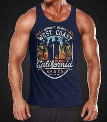 Neverless Tanktop Liges Surfer California Beach Westcoast Dunkelblau/Hellblau/Blau/Grau/Rot