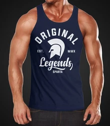 Neverless Tanktop Gladiator Sparta Fighter Original Legends Streetwear Herren Dunkelblau/Hellblau
