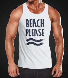 Neverless Herren Tank-Top Beach Please Muskelshirt Hellblau/Schwarz/Weiß/Blau