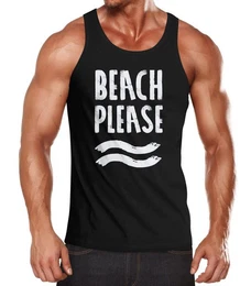 Tanktop Herren Tank-Top Beach please Muskelshirt Muscle Shirt mit Print