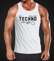 Neverless Tanktop Techno Herren Muscle Shirt Weiß/Creme/Rot/Schwarz