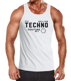 Tanktop Techno Tank-Top Herren Muskelshirt Muscle Shirt mit Print
