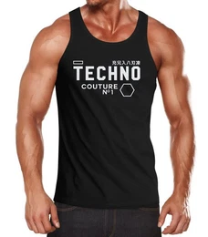 Tanktop Techno Tank-Top Herren Muskelshirt Muscle Shirt mit Print