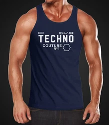 Neverless Tanktop Techno Herren Muscle Shirt Dunkelblau/Blau