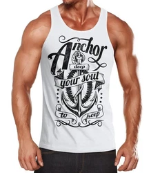 Neverless Tanktop Herren Shirt Creme/Dunkelblau/Weiß