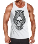 Neverless Tanktop Herren mit Print Weiß/Braun/Grau/Dunkelgrau/Creme