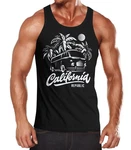 Neverless Herren Tanktop California Surf Retro Bus Abenteuer Urlaub Palmen Schwarz/Rot/Weiß