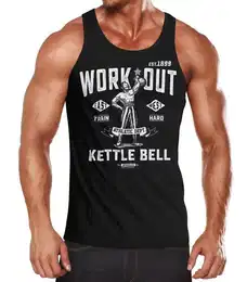 Tanktop Herren Tank-Top Kettle-Bell Muskelshirt Gym Muscle Shirt Fitness mit Print