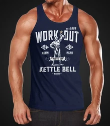 Neverless Tanktop Herren Kettle-Bell Fitness Dunkelblau/Blau/Hellblau