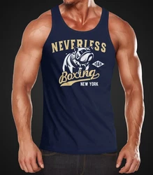 Neverless Tanktop Herren Boxing Boxer Hund Dog Dunkelblau/Blau