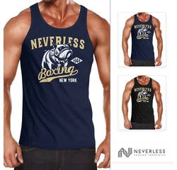 Neverless Tanktop Herren Boxing Boxer Hund Dog Dunkelblau/Blau