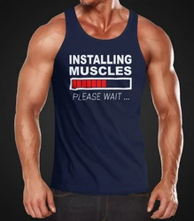 MoonWorks Tanktop Herren Installing Muscles Please Wait Blau/Dunkelblau/Grau