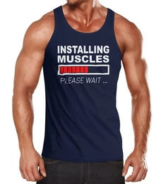 Tanktop Herren Tanktop Installing Muscles Please Wait Fitness Gym Bodybuilder mit Print