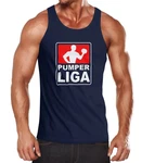 MoonWorks Tanktop Herren Pumper Liga Fitness Gym Bodybuilder Shirt Braun/Dunkelblau