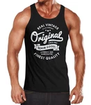 Neverless Tanktop Herren Original Denim Goods Vintage Druck Schwarz/Dunkelgrau