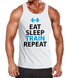 Tanktop Herren Tanktop Eat Sleep Train Repeat Bodybuilder Fitness Gym mit Print