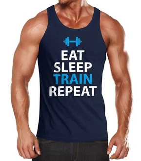 MoonWorks Tanktop Herren Eat Sleep Train Repeat Bodybuilder Fitness Gym
