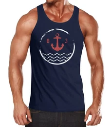 Tanktop Herren Tank-Top Anker Vintage Wasser Muskelshirt Muscle Shirt mit Print