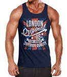 Neverless Tanktop Herren London Vintage England Großbritannien UK Flagge Hellblau/Dunkelblau