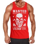 Neverless Tanktop Herren Tank-Top Holzfäller Totenkopf mit Bart Rot
