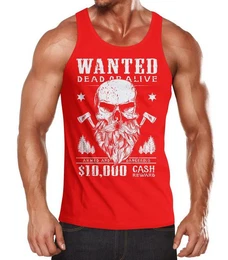 Tanktop Herren Tank-Top Holzfller Totenkopf mit Bart mit Print