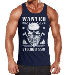 Tanktop Herren Tank-Top Holzfller Totenkopf mit Bart mit Print