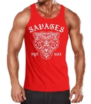 Neverless Tanktop Herren Tank-Top Tiger Vintage Print Rot/Braun/Grün/Dunkelrot