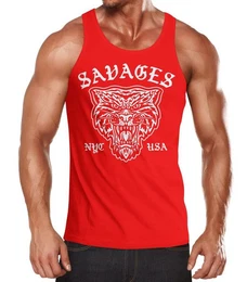 Tanktop Herren Tank-Top Tiger Vintage Print Muskelshirt Muscle Shirt mit Print