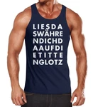 MoonWorks Tanktop Lustiges Herren Tanktop mit Print Dunkelblau/Schwarz