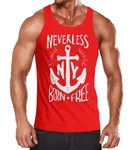 Neverless Tanktop Herren Tank Top Anker Born Free Anchor Sailing Dunkelblau/Rot