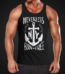 Neverless Tanktop Herren Tank Top Anker Born Free Anchor Sailing Dunkelblau