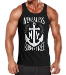Neverless Tanktop Herren Tank Top Anker Born Free Anchor Sailing Dunkelblau
