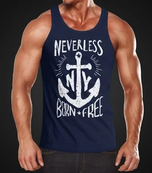 Neverless Tanktop Herren Tank Top Anker Born Free Anchor Sailing Dunkelblau