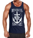 Neverless Tanktop Herren Tank Top Anker Born Free Anchor Sailing Dunkelblau