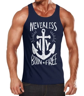 Neverless Tanktop Herren Tank Top Anker Born Free Anchor Sailing