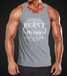 MoonWorks Herren Tank-Top Beast Mode Hellblau/Dunkelgrau/Hellgrau/Grau