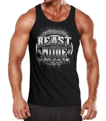 MoonWorks Herren Tank-Top Beast Mode Schwarz/Hellblau