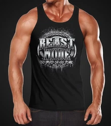 MoonWorks Herren Tank-Top Beast Mode Schwarz/Hellblau