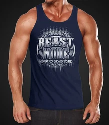 MoonWorks Herren Tank-Top Beast Mode Dunkelblau/Hellblau/Blau