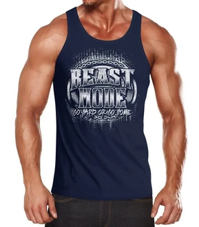 MoonWorks Herren Tank-Top Beast Mode Dunkelblau/Hellblau/Blau
