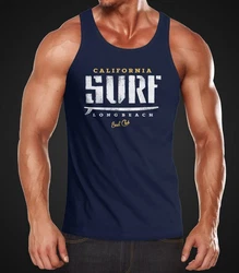 Neverless Tanktop Herren Surf Druck Muskelshirt Dunkelblau/Rot/Blau