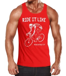 MoonWorks Tanktop Herren Rennrad Fahrrad Bike Ride it like you stole it Rot