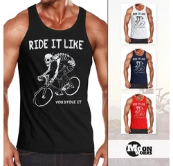 MoonWorks Tanktop Herren Rennrad Fahrrad Bike Ride it like you stole it Rot