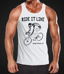 MoonWorks Tanktop Herren Rennrad Fahrrad Bike Ride it like you stole it Weiß/Schwarz/Braun/Rot