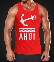 Neverless Tanktop Herren Anker Ahoi Rot/Dunkelrot