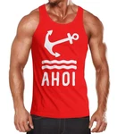 Neverless Tanktop Herren Anker Ahoi Rot/Dunkelrot