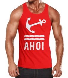 Tanktop Herren Tank-Top Anker Ahoi mit Print