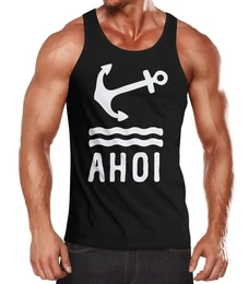 Tanktop Herren Tank-Top Anker Ahoi mit Print